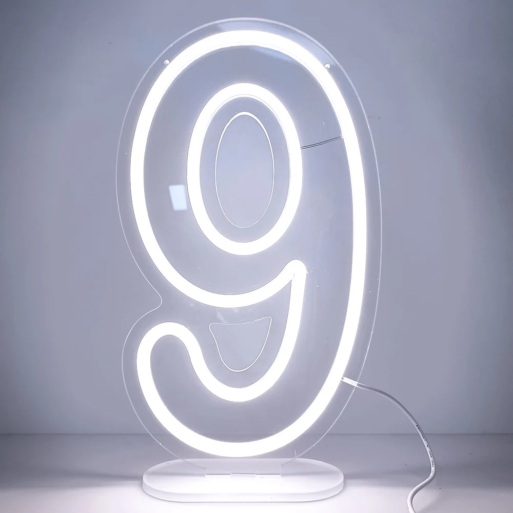 LED数字ネオンサイン(ネオン看板)(0〜9)|USB電源・調光機能付き