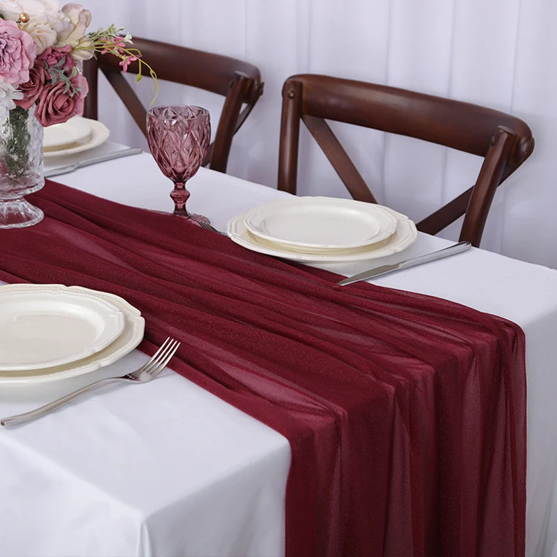 インテリア・パーティ装飾 | シフォンテーブルランナー |1.8/3/6/10m