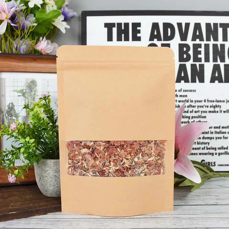 |ノベルティ用品 |透明 窓・ジッパー付きクラフト紙袋 10個セット