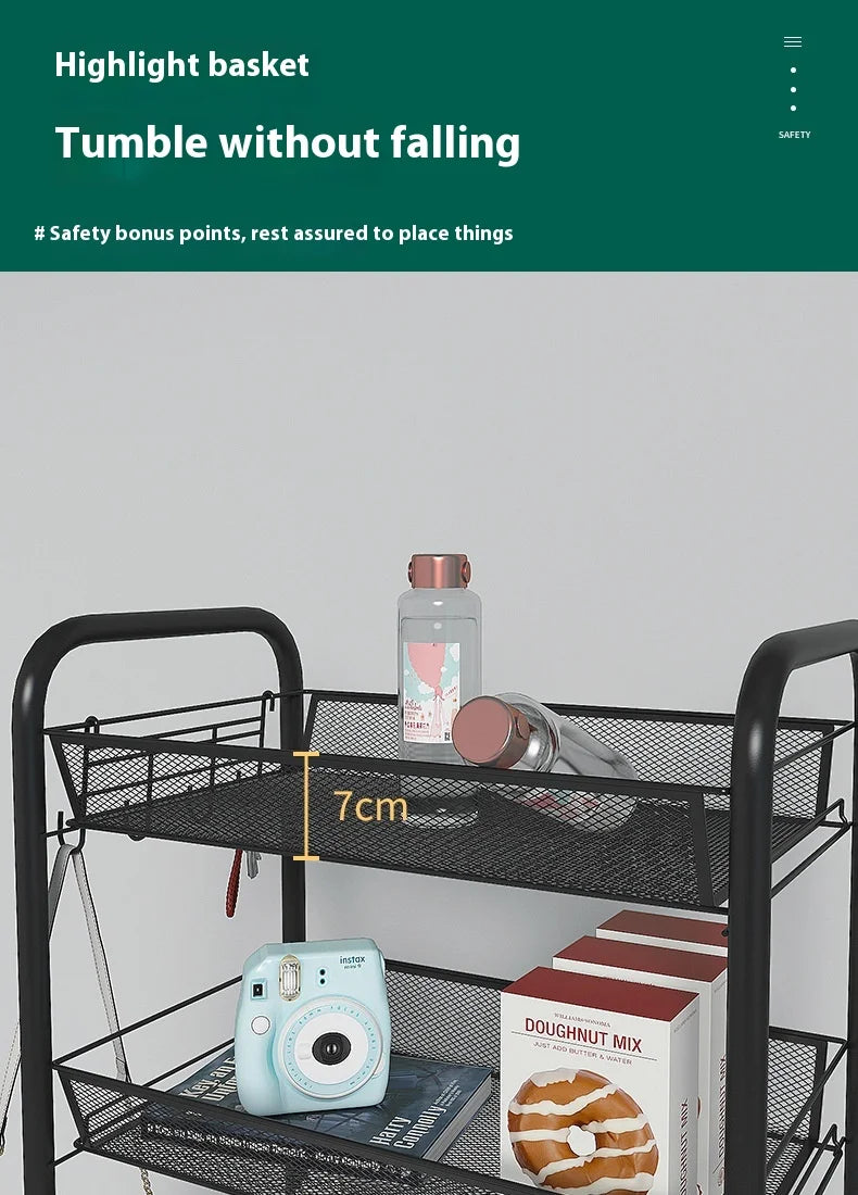 ネット什器多機能キャスター付きトロリーラック