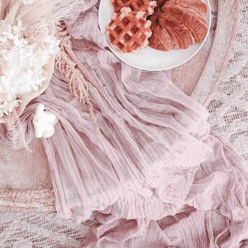 インテリア・パーティ装飾 |ガーゼ生地テーブルランナー | 全長1.8/3.4m