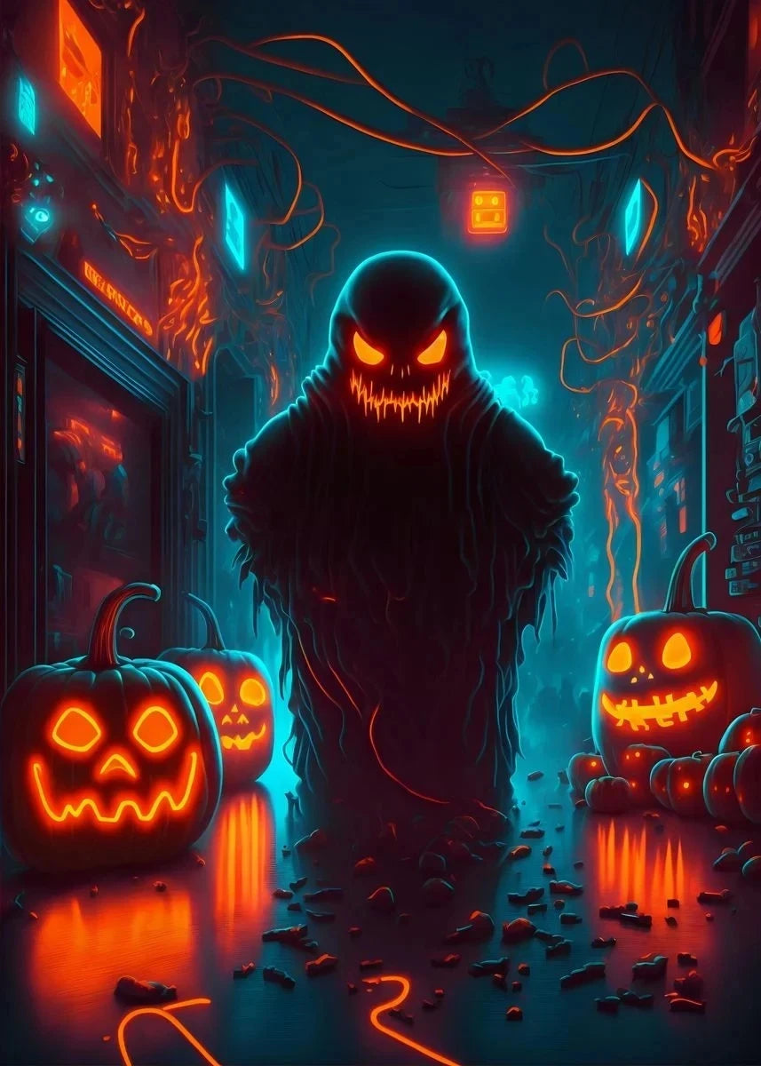 イベント・ハロウィングッズ|ネオンパンプキンキャンバスアート