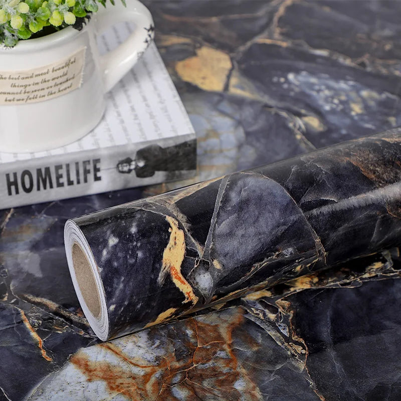 DIY用 大理石・小石・シェル風 ステッカー 40c幅 1M/3M/5M/7M/10M 防水・消臭
