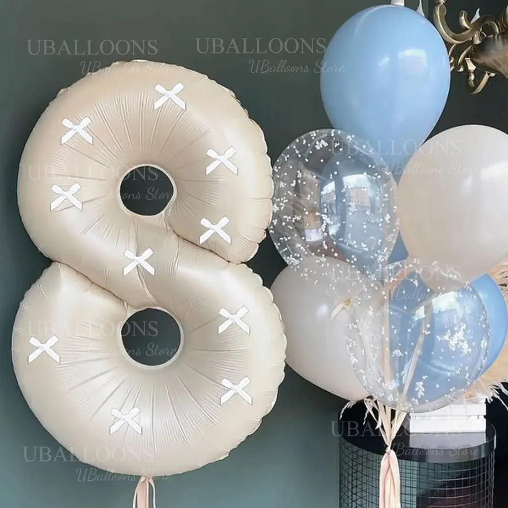 クリーム色の32インチ数字ホイルバルーンセット