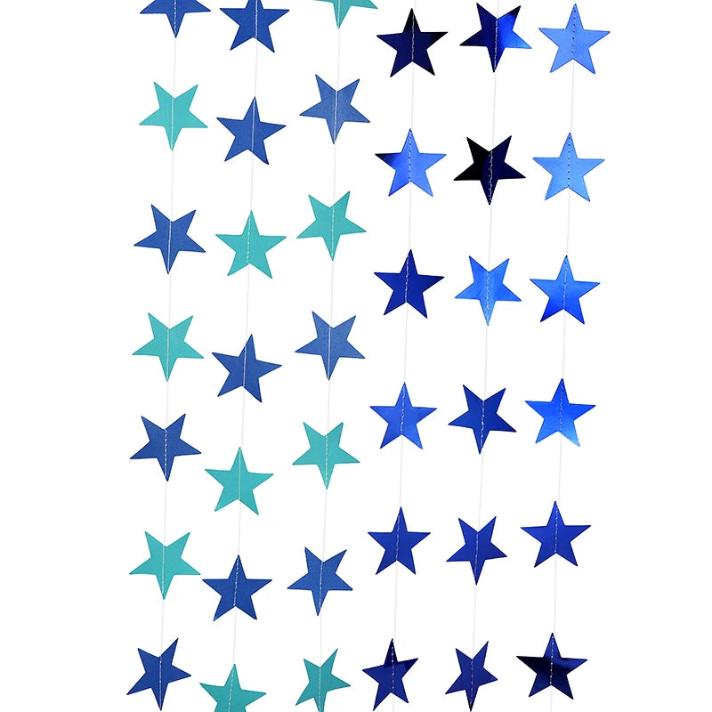 イベント・クリスマス装飾|カラフル星型バナー ゴールドシルバーガーランド