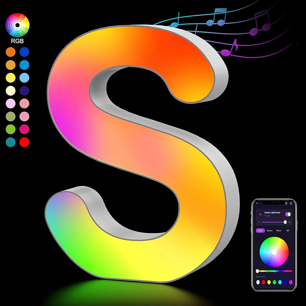 【LED装飾】LEDライト・デコレーションライト(数字/アルファベット)調光可能 レインボーカラー