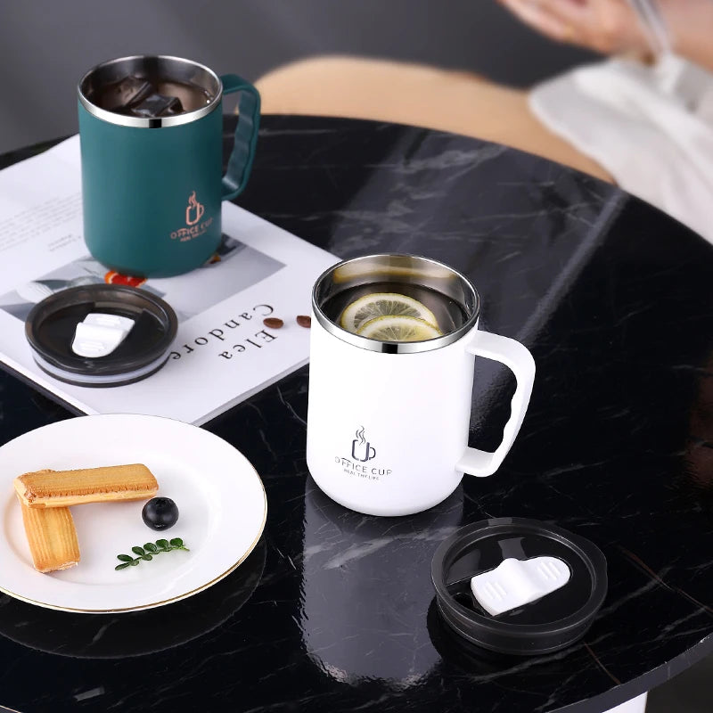 |イベント・ノベルティ用品 | ステンレス製 二重層フタ付マグカップ | 500ml