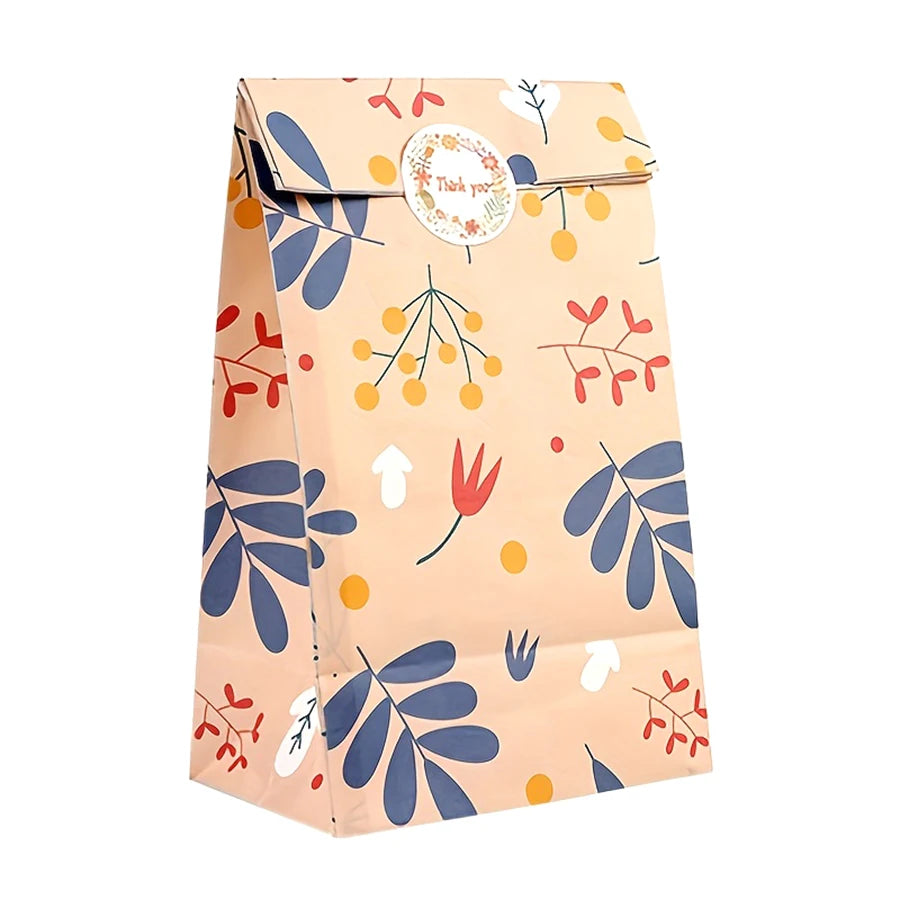 |ノベルティ用品 | シール付 ボタニカル柄紙袋 | 12x22x8c
