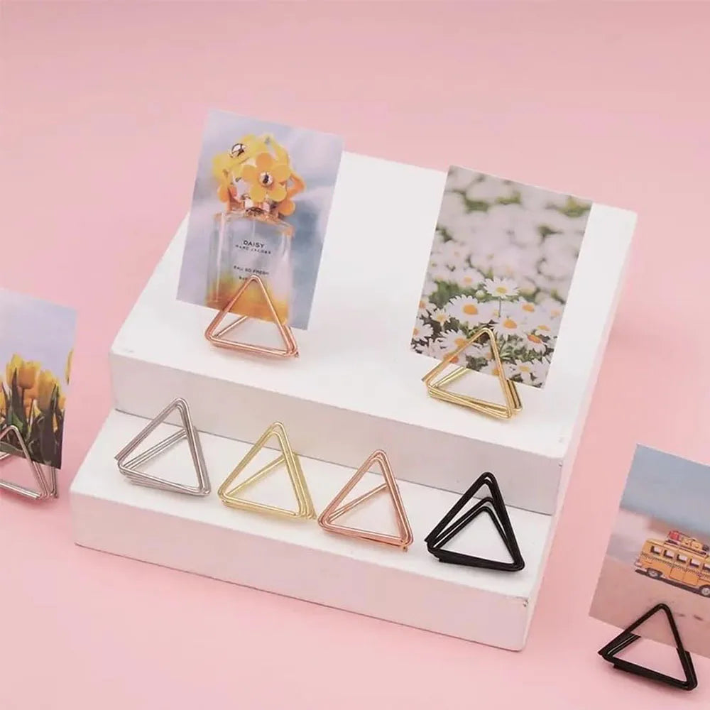 イベント・結婚式装飾|金属製三角形フォトクリップスタンド10個セット