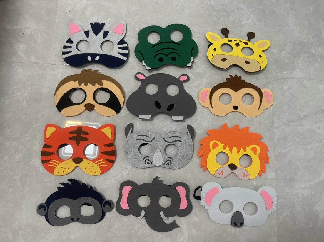 イベント・ハロウィングッズ|ジャングルアニマルフェルトマスク(子供用)