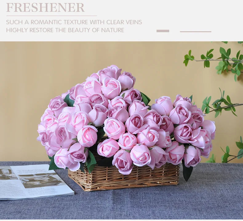 パーティー・インテリア装飾|造花シルクローズブーケ(25cm)