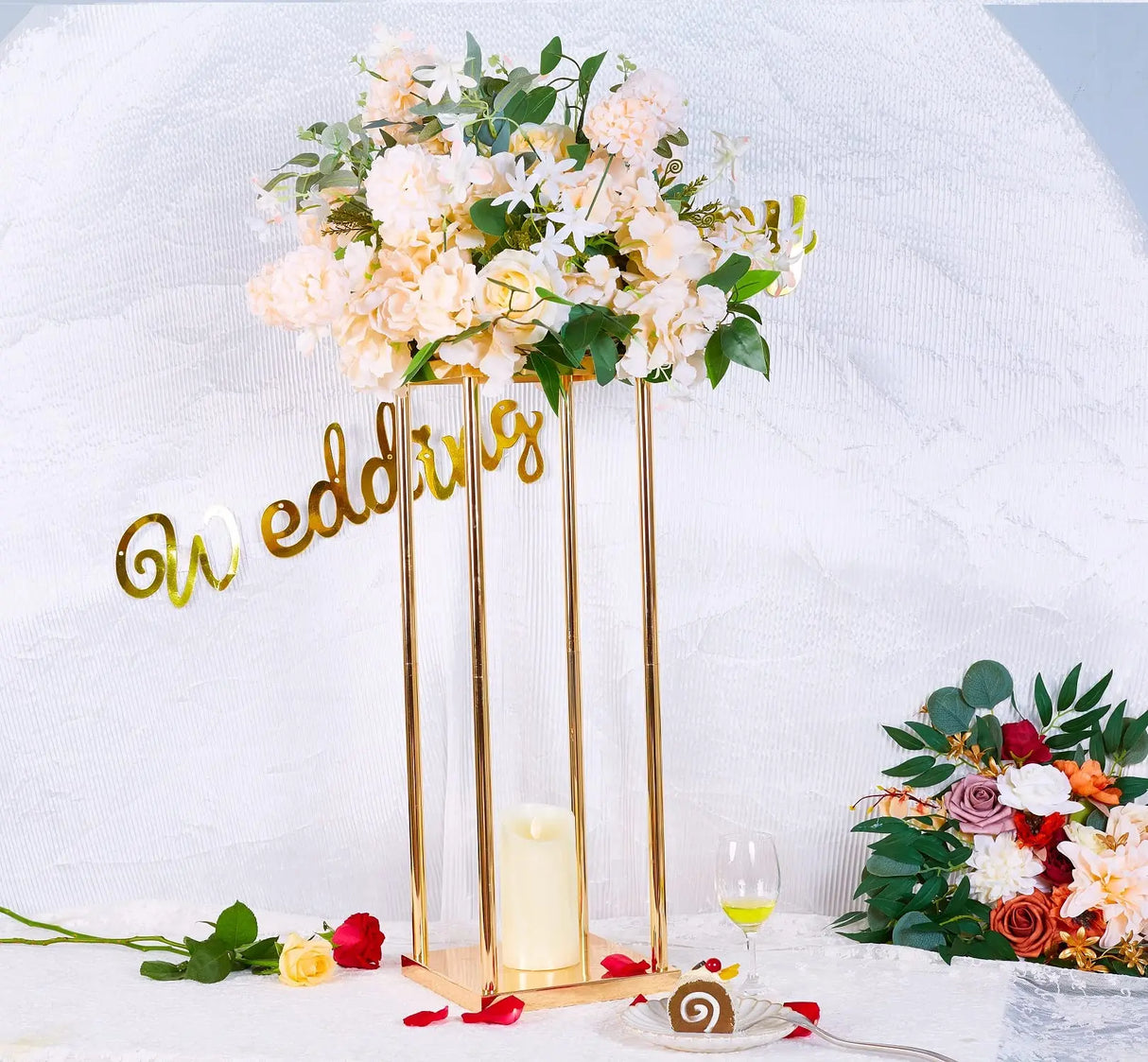 結婚式・インテリア装飾|ゴールドメタルフラワースタンド