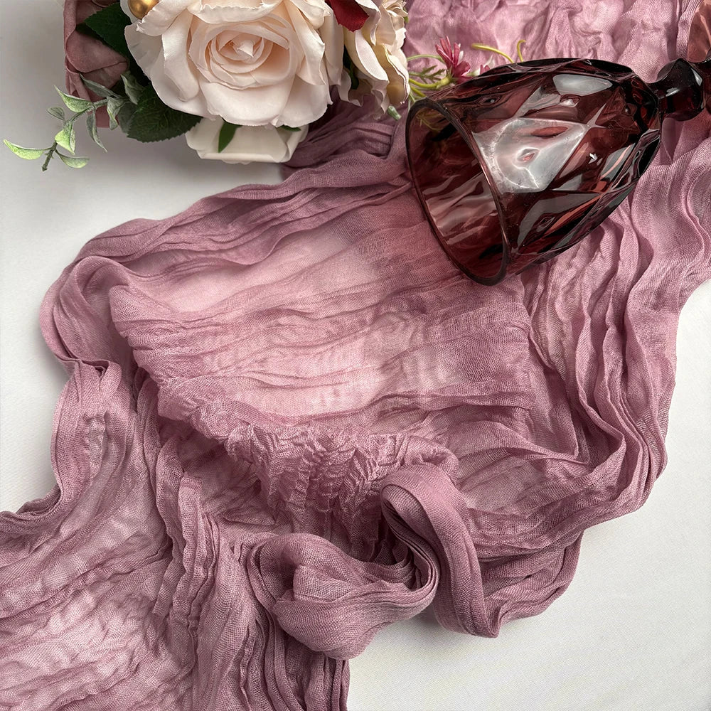 インテリア・パーティ装飾 | ワッシャー加工素材テーブルランナー | 全長0.5m/1.8m/3.4m/4m ポリエステル100%