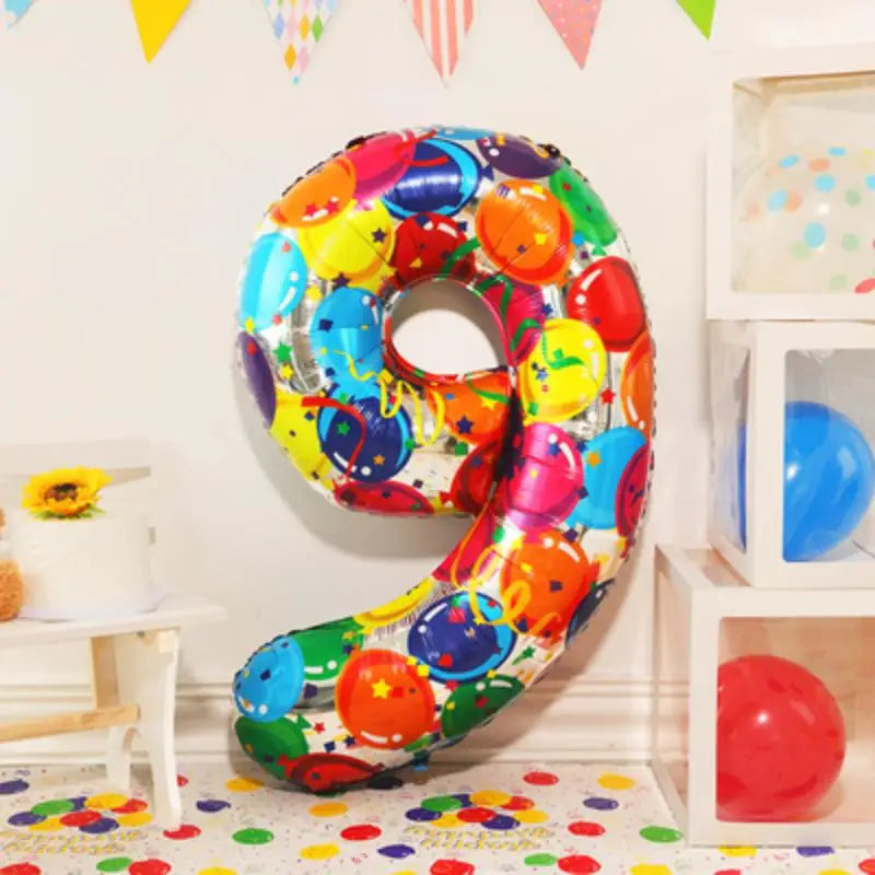 イベント・クリスマス装飾|グラデーションレインボー数字バルーン(ナンバーバルーン)