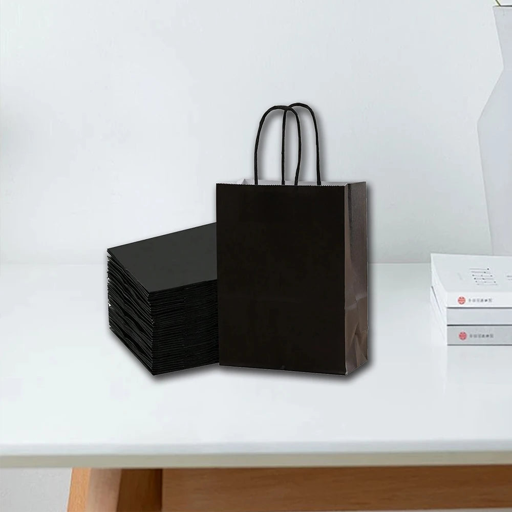 |ノベルティ用品 | クラフト紙ギフトバッグ ブラック・ブルー | 16x22x8c