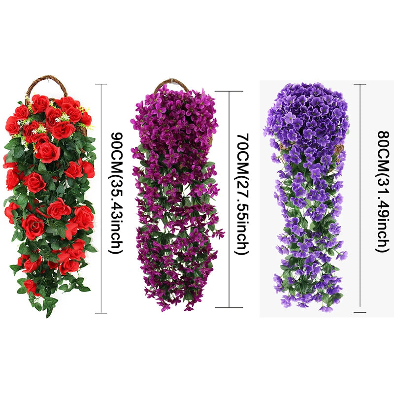 造花ハンギングローズ&アイビー壁掛け