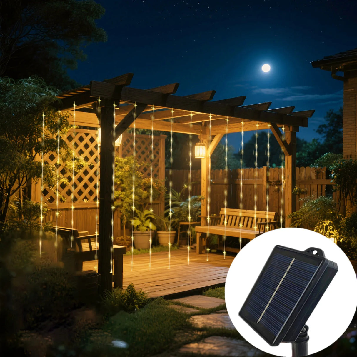 カーテンライト|ソーラーライト|イベント・クリスマス装飾|ソーラーパワLEDカーテンライト(幅3M/6M)