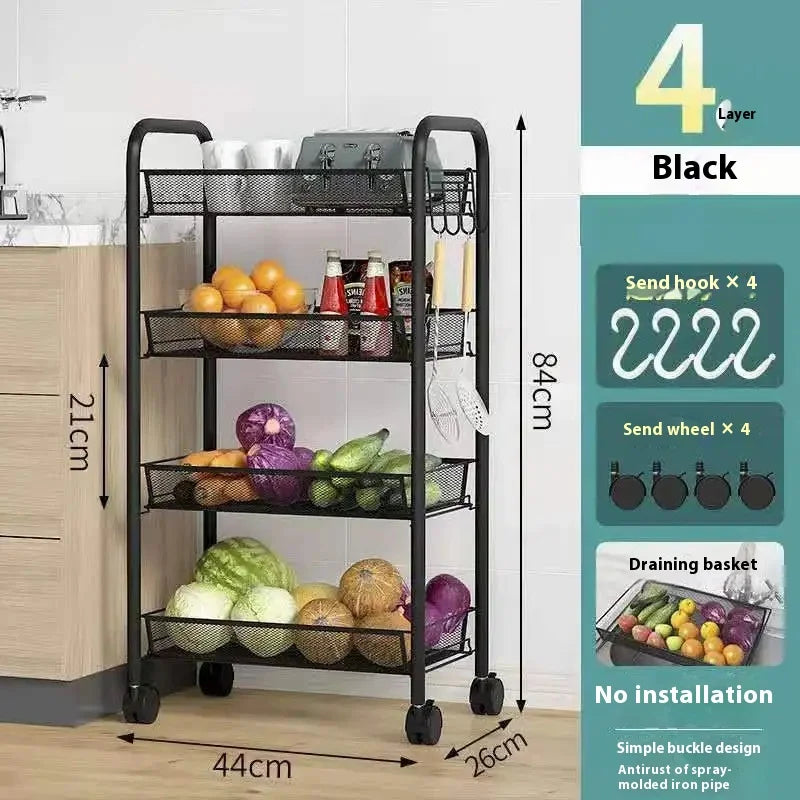 多機能キャスター付きキッチントロリーラック