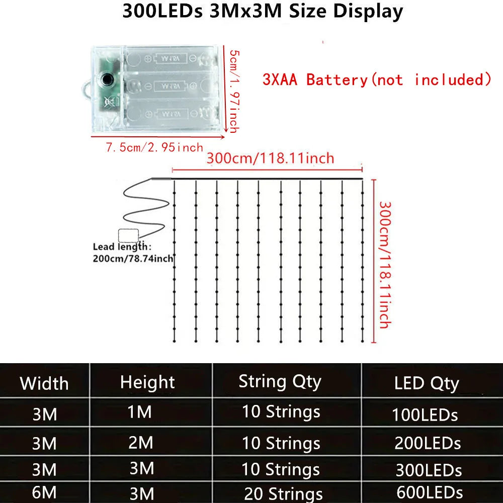 電池式LEDカーテンライト 100-600LED