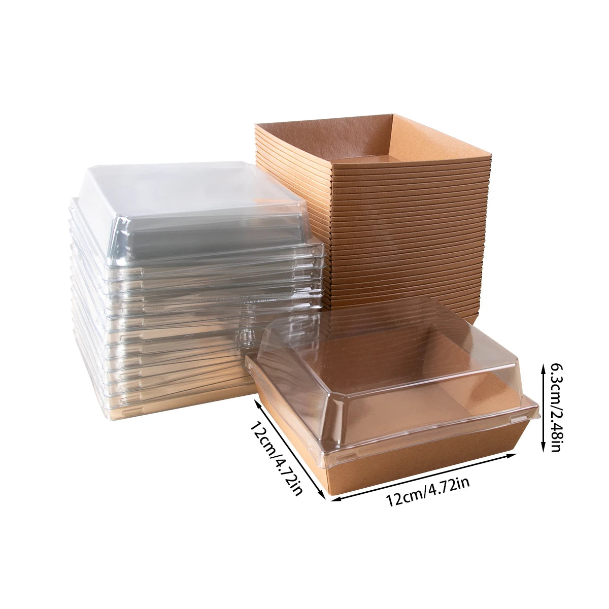 |イベント・ノベルティ用品 | 透明フタ付クラフト紙ボックス10個セット | 12×6.3×12c