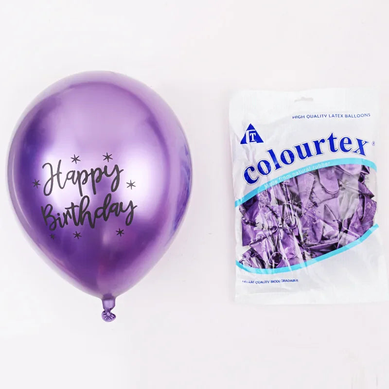 イベント・バルーン装飾 | バースデープリントメタリックバルーンセット | 10/20個