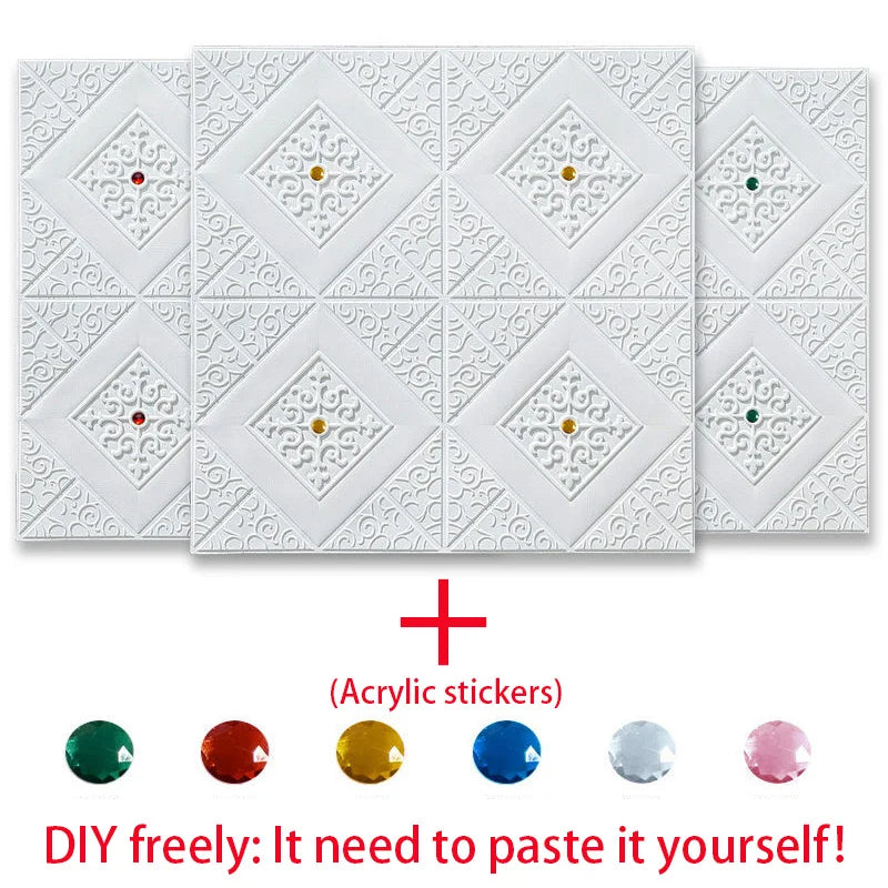 DIY用 3Dアンティーク調タイル風ステッカー 70x70cm 5pcs/10pcs 防水性