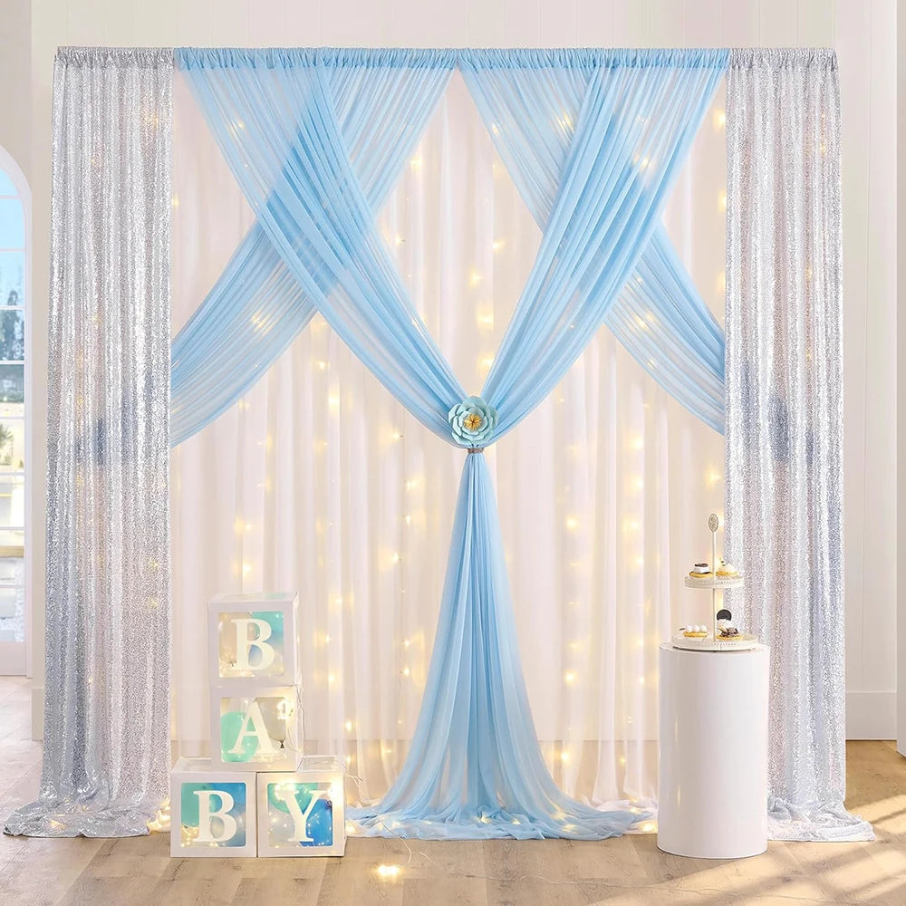 エレガントなシアーカーテン 背景デコレーション