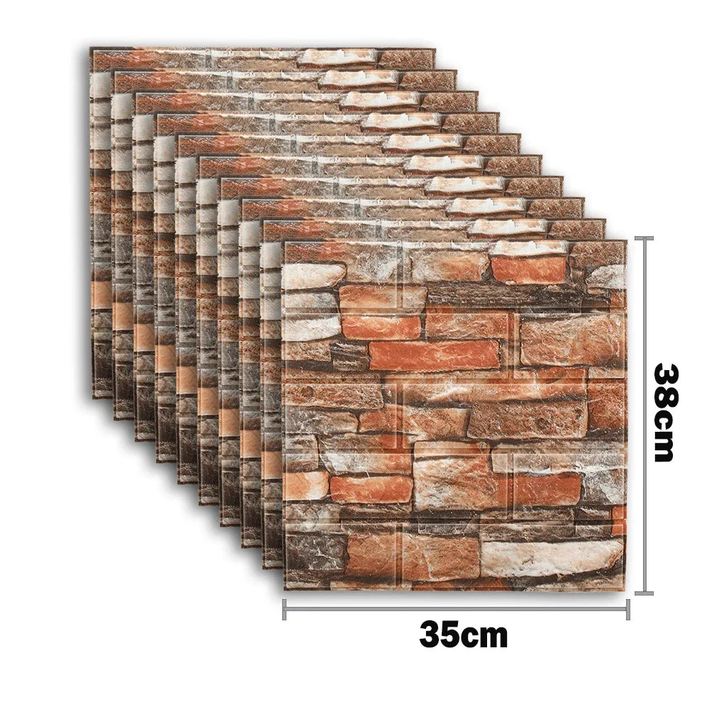 DIY用 レンガ風ステッカー 35x38cm 10pcs コンパクトサイズ防水仕様