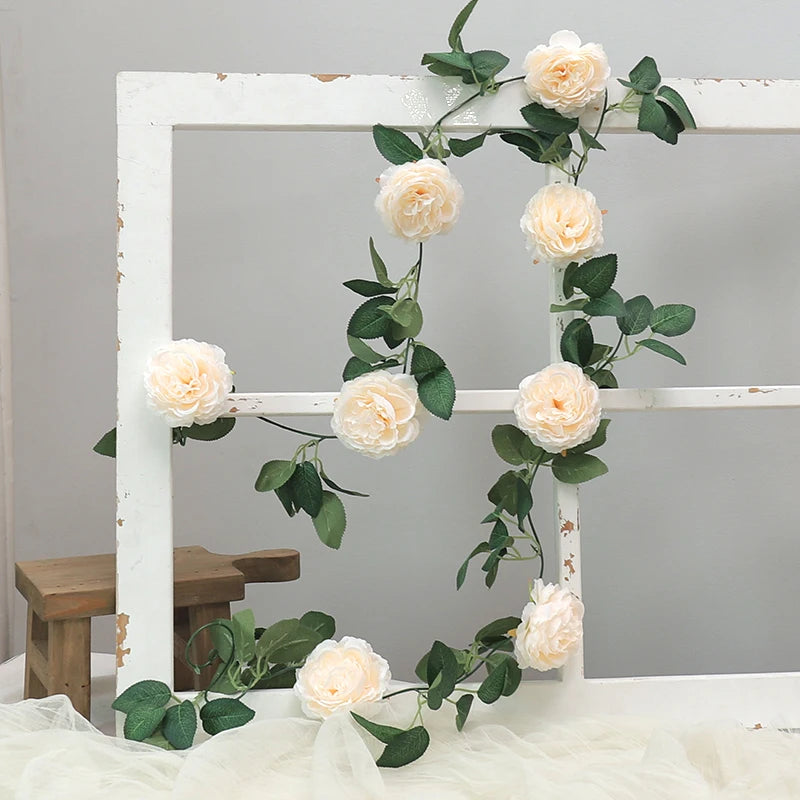 パーティー・インテリア装飾|シルク造花ローズガーランド(1.8M)