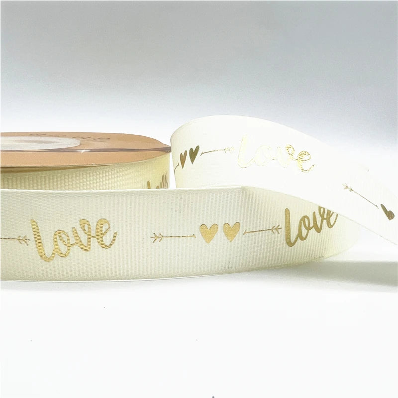 グログラン LOVEリボン 25mm 幅 5ヤード
