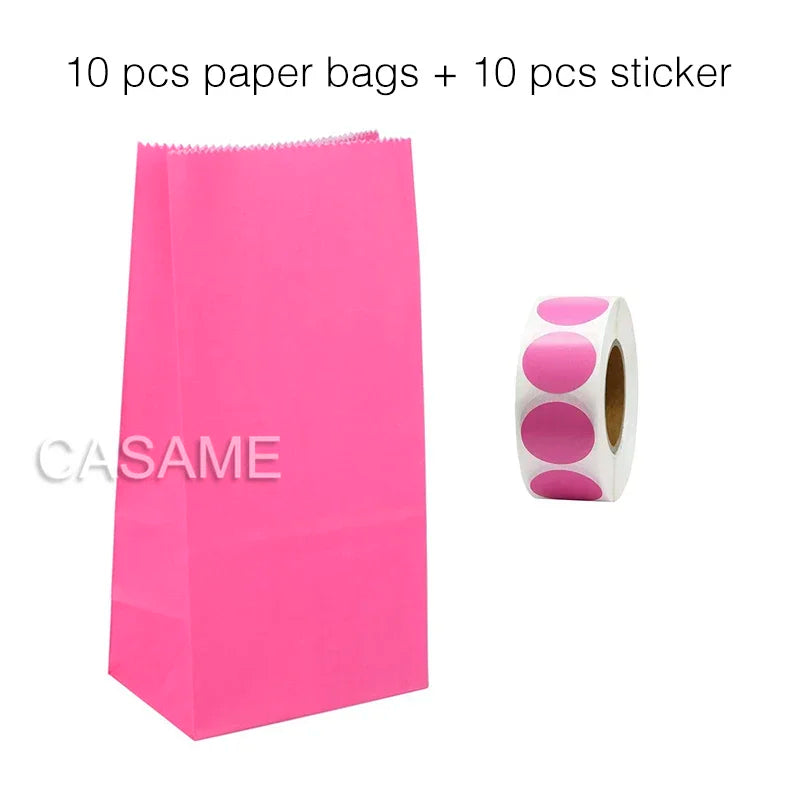 |ノベルティ用品 | カラフル無地ストライプ&水玉模様バッグ10個|W9xH18xD6c