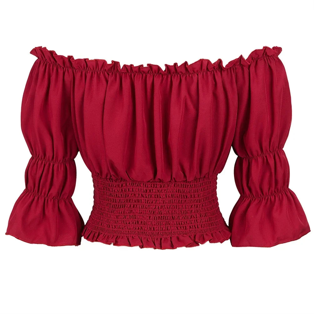 イベント・ハロウィングッズ|シャーリングオフショルダートップス (XS~XXXL)