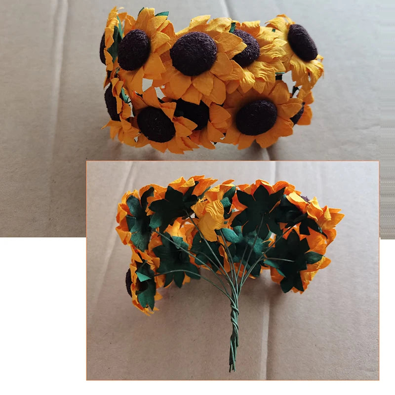 人工ひまわり 紙花 3.5cm/100個セット【エコ素材】DIY・パーティー装飾・ウェディング用