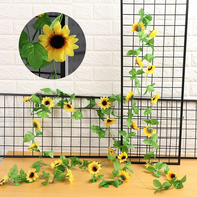 2.6m・人工プラスチックひまわり・ツタのつる・造花
