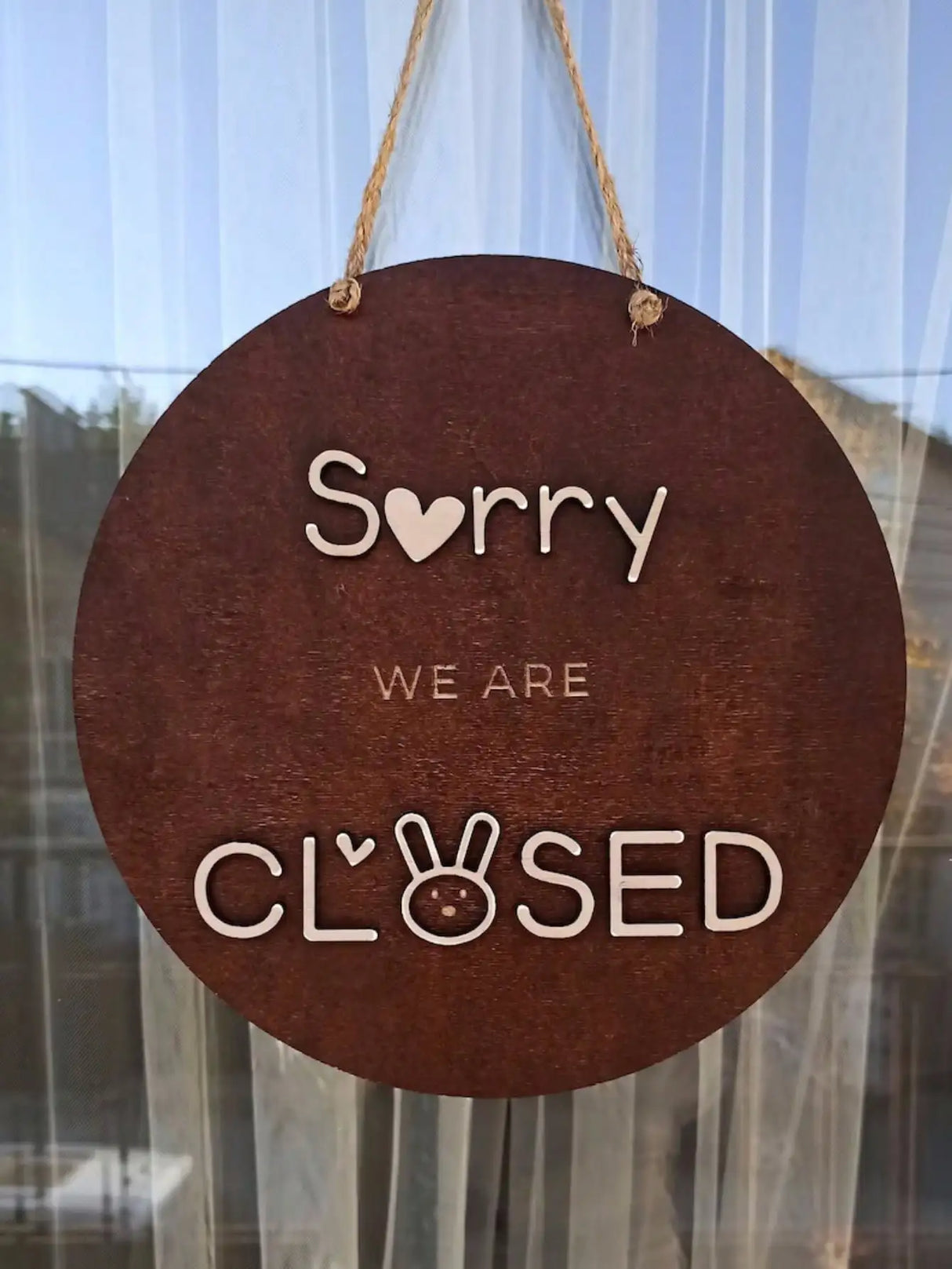 3D両面オープン&クローズ木製ボード吊り下げ看板(ウサギ/イヌ)