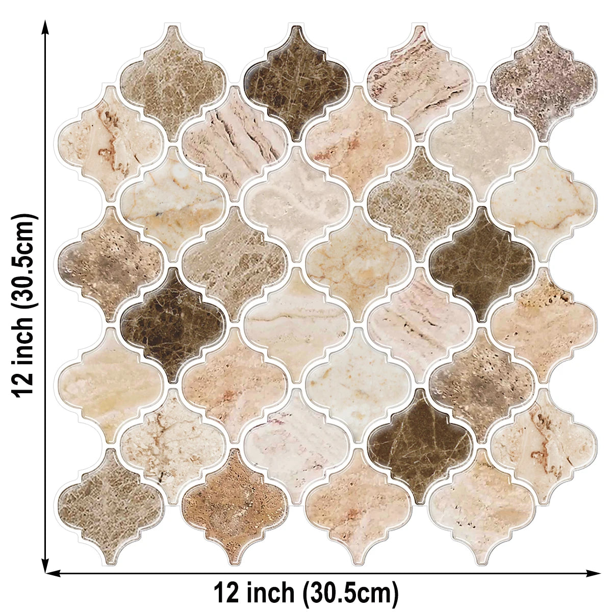 DIY用 レンガ型天然石風ステッカー 30.5×30.5㎝ 5pcs 正方形タイルデザイン