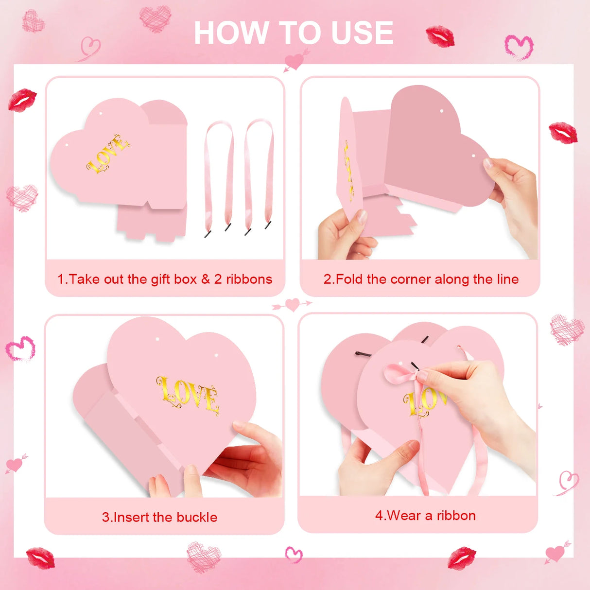 バレンタインデー ハートギフトボックス 12個セット