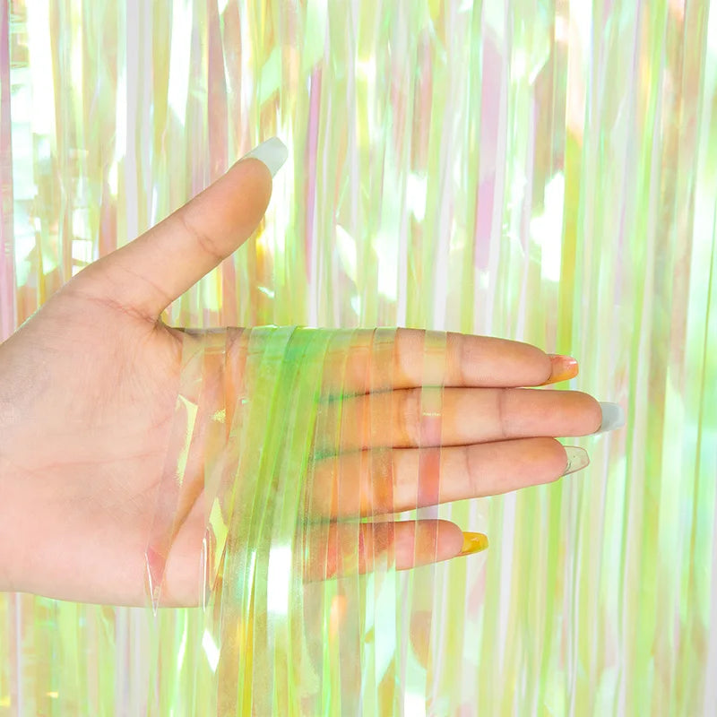 パーティー・インテリア用装飾 オーロラ・レインボーカラーカーテン 長さ1M/2M/3M