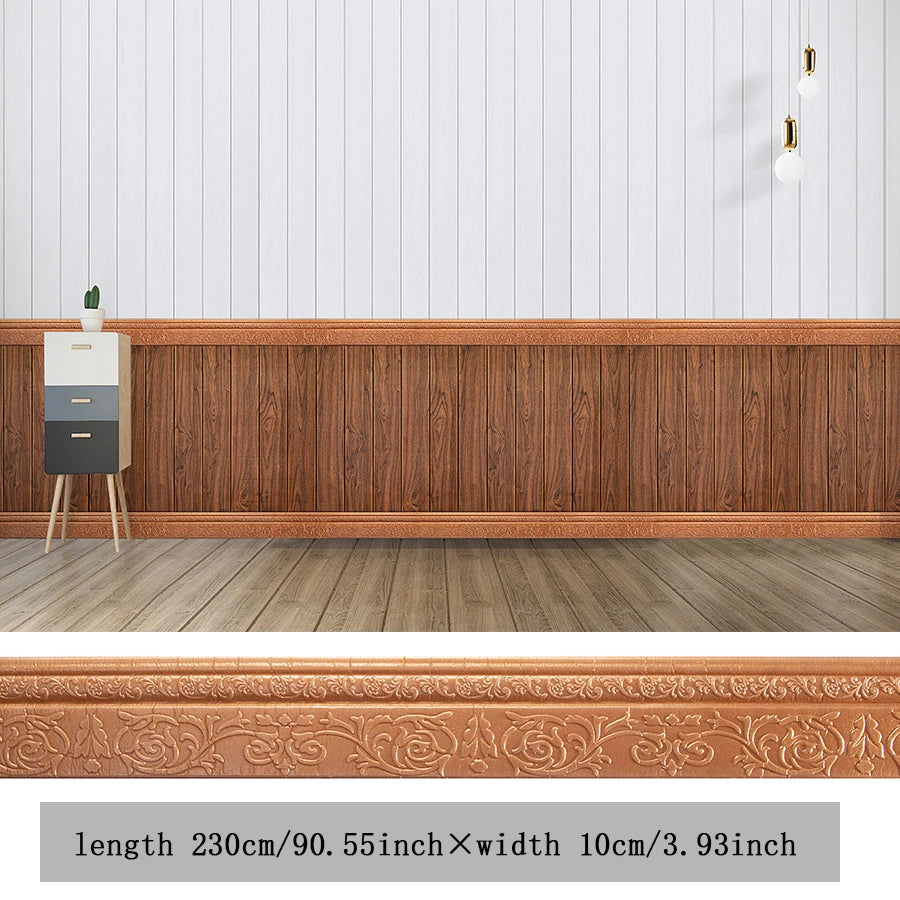 壁面装飾 幅木風粘着ボーダーシート 幅10㎝x230㎝ 衝撃吸収 XPEフォーム