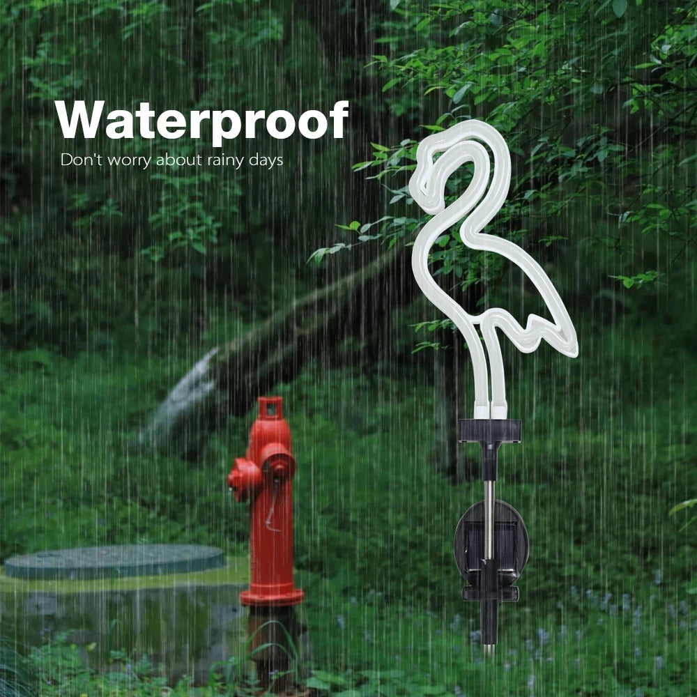 ソーラーライト|イベント・ガーデン装飾|ソーラー式ネオンフラミンゴライト