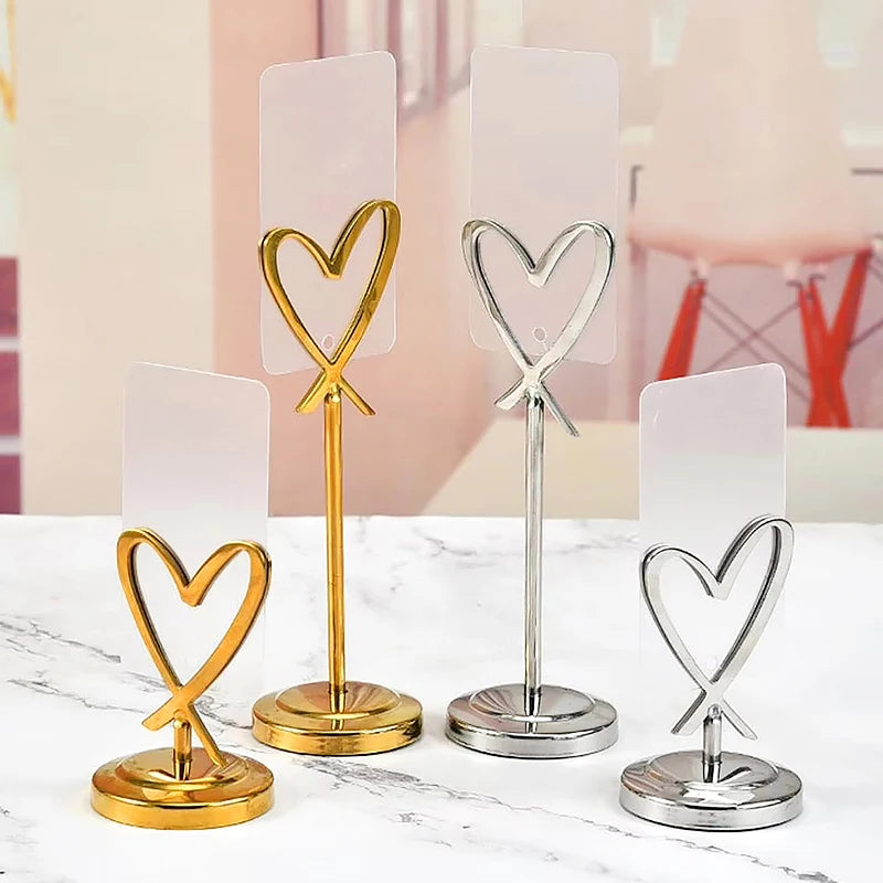 イベント・結婚式装飾|ハート型ステンレステーブル番号ホルダー