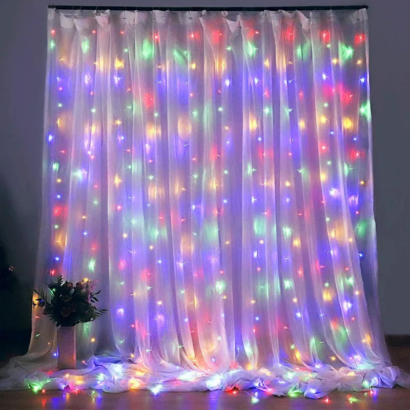 イベント・クリスマス装飾|LEDカーテンライト USB接続(幅3M/4M/6M) リモコン操作可能