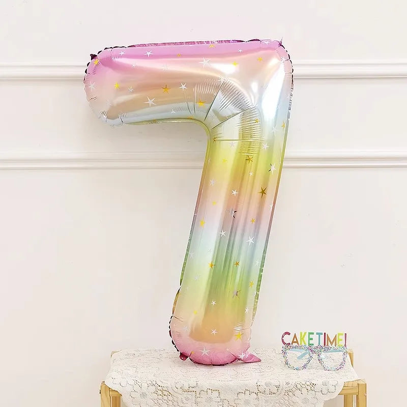 イベント・バルーン装飾|レインボー数字バルーン(1個)