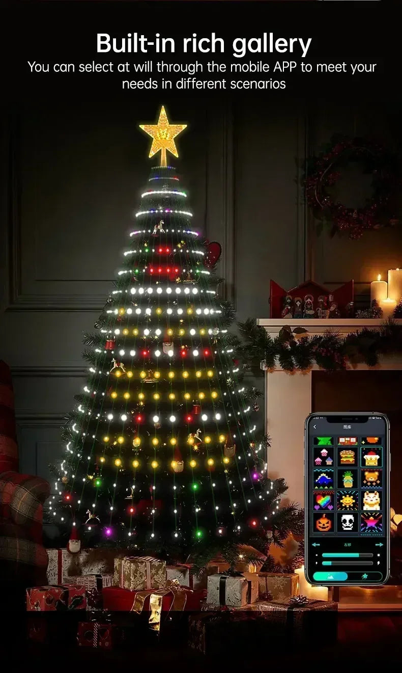 地引テスト用2.1M Smart Lighted RGB Christmas Tree APP & Remote Control Star Topper Outdoor DIY APP Controlled Lighted Christmas Tree Light