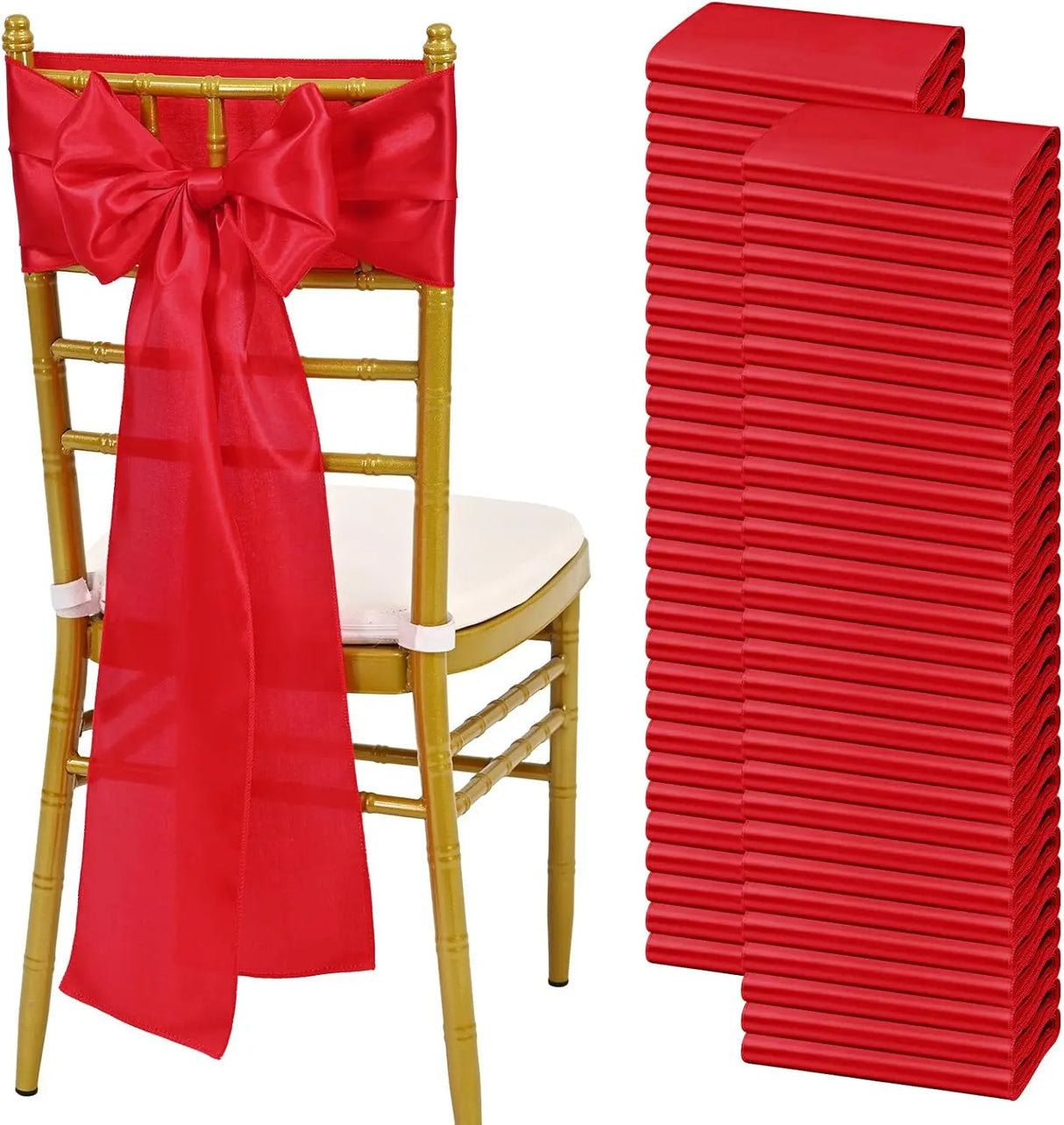 インテリア・パーティ装飾 | サテン椅子リボンセット | 全長2.75m