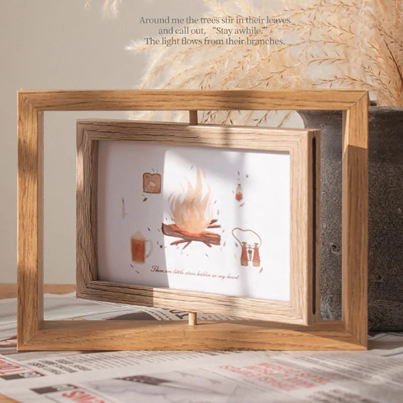 結婚式・インテリア装飾|北欧風回転式木製フォトフレーム 両面展示