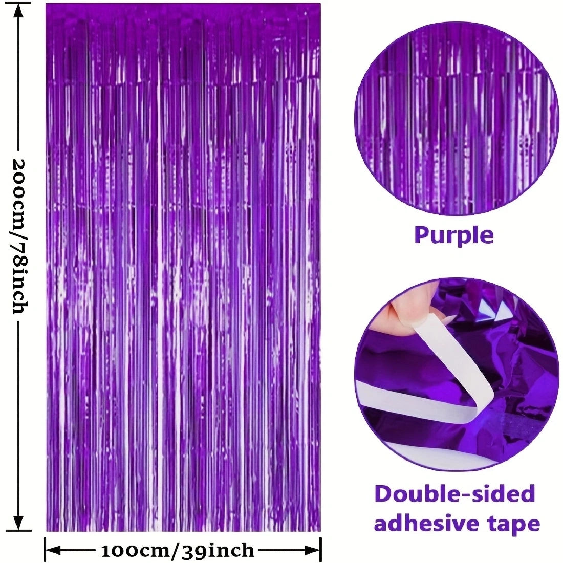 パーティー・インテリア装飾 メタリックカラーカーテン 幅1M 4Pセット 大容量