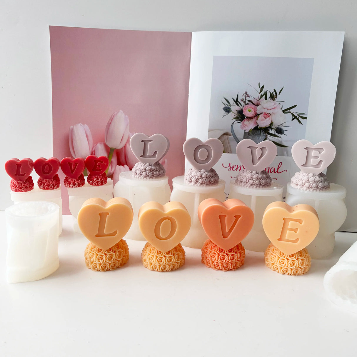 クラフト・DIY用|ハンドメイドキャンドル用 ローズハート型