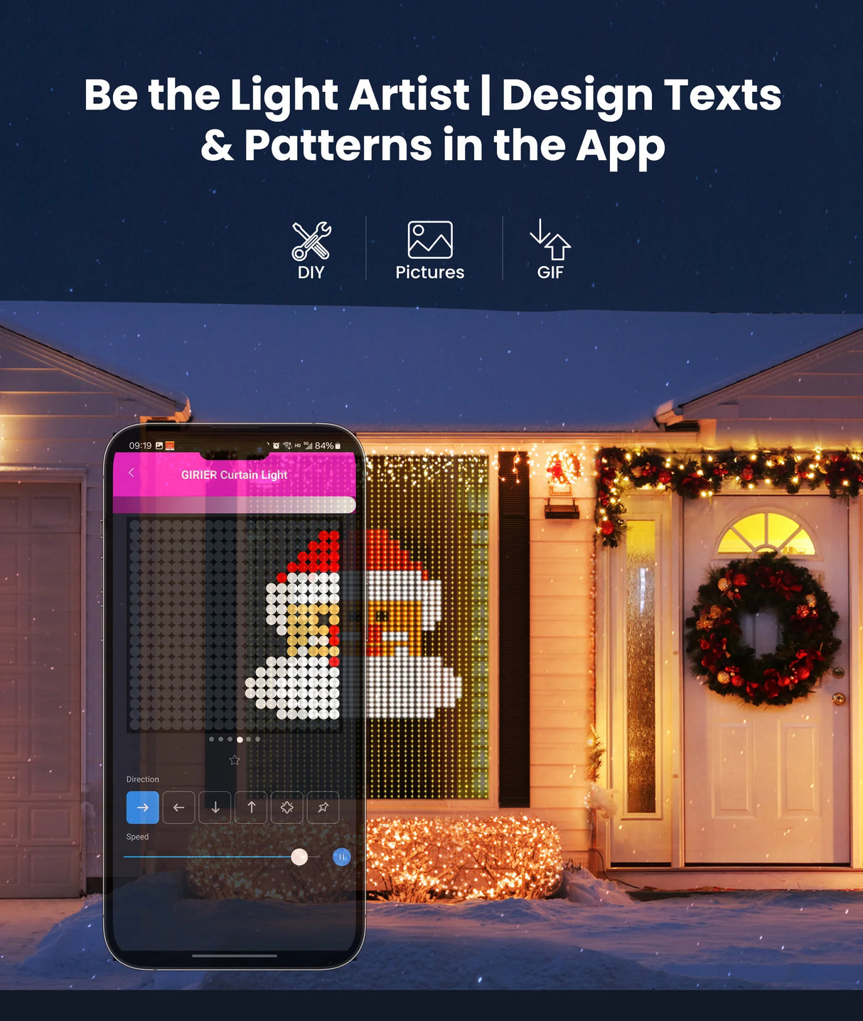 カーテンライト|イベント・クリスマス装飾| Bluetoothスマートカーテンライト(幅2m)
