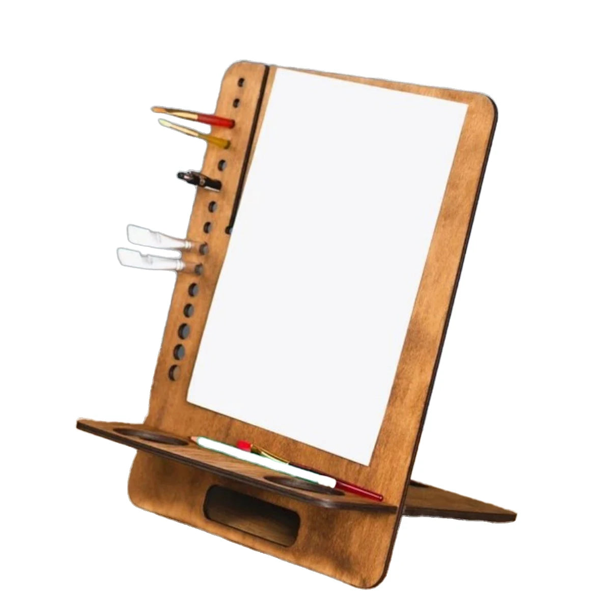 【ブラシホルダー付き】多機能木製アートイーゼルスタンド